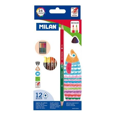 MILAN Lápices Bicolor Triangulares de 12 Unidades